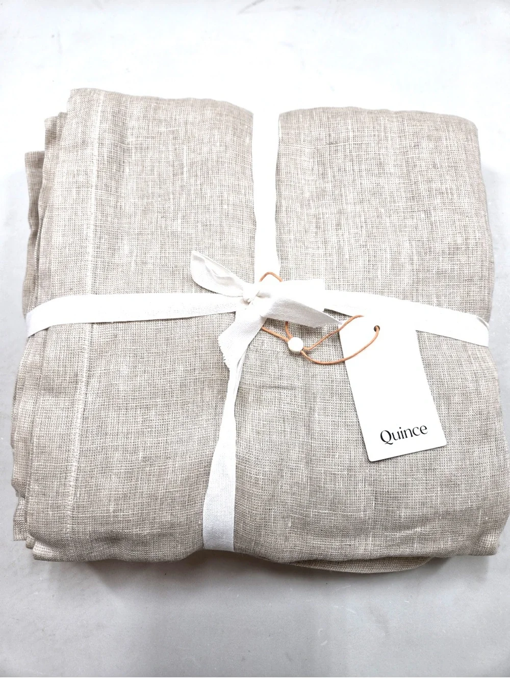 NWT QUINCE Set Of 4 48x96 European Linen Sheer Curtains Flax 9869